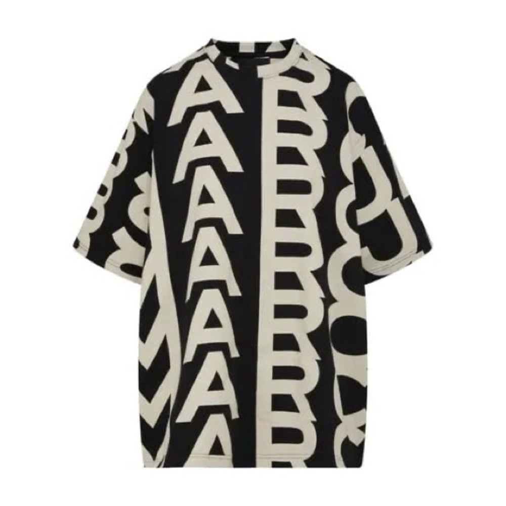 Marc Jacobs Logo Oversized T-Shirt – Black & Cream, Rare Streetwear Piece